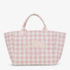 Ganni shopper xxl rutete rosa/hvit