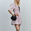 Ganni Shibori pleat mini smock dress rosa/hvit