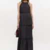 Ganni Viscose maxi kjole sort