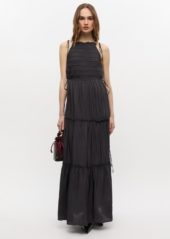 Ganni Viscose maxi kjole sort