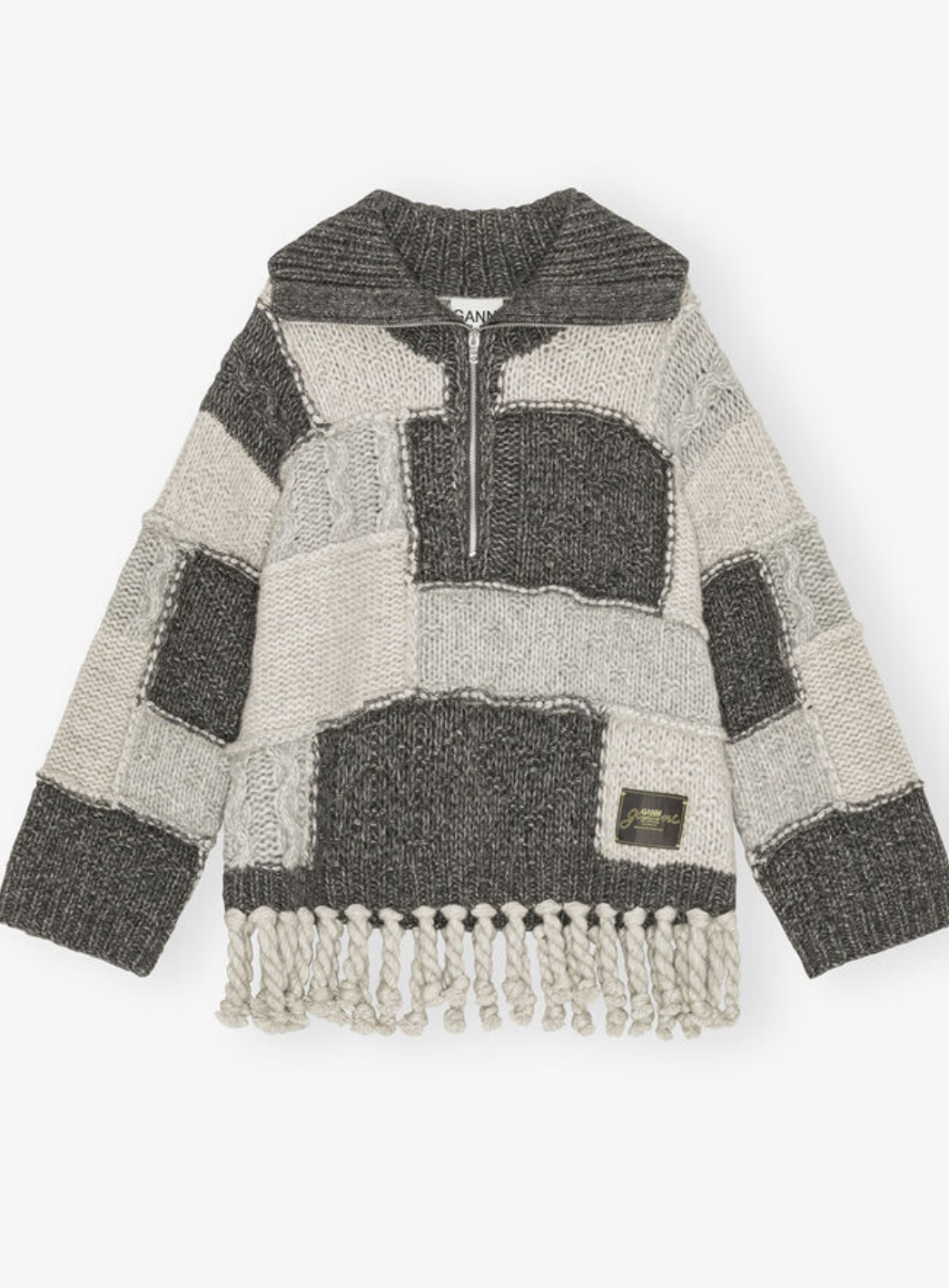 Ganni Wool cotton sweater grå
