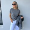 Gant Light knit ss c-neck grå