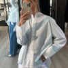 YASroya ls shirt lyseblå/hvit stripete