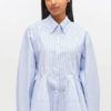 Ganni Stripe Cotton Peplum Shirt