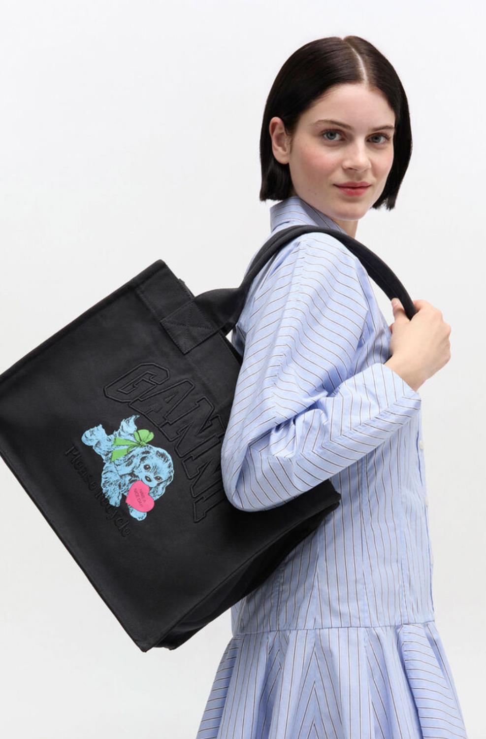 Ganni Large easy shopper pocket dog print