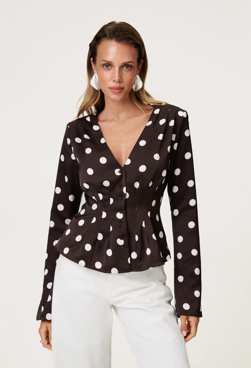 Adoore Marmo blouse brun m/dots