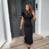 Rotate Crepe puffy midi dress sort
