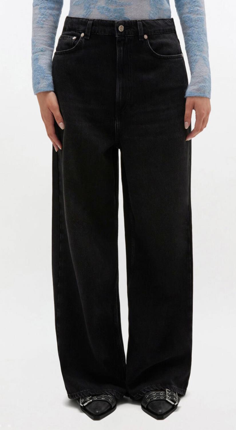 Ganni Soft rigid denim baggy jeans grå