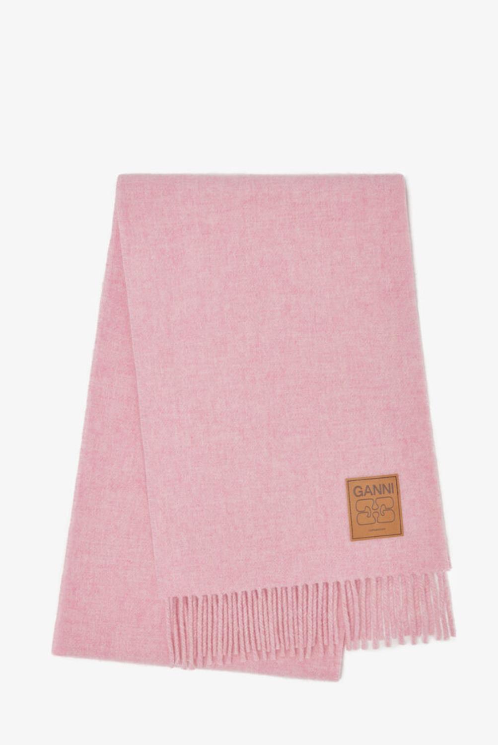Ganni Double face wool solid scarf rosa,grå og blått