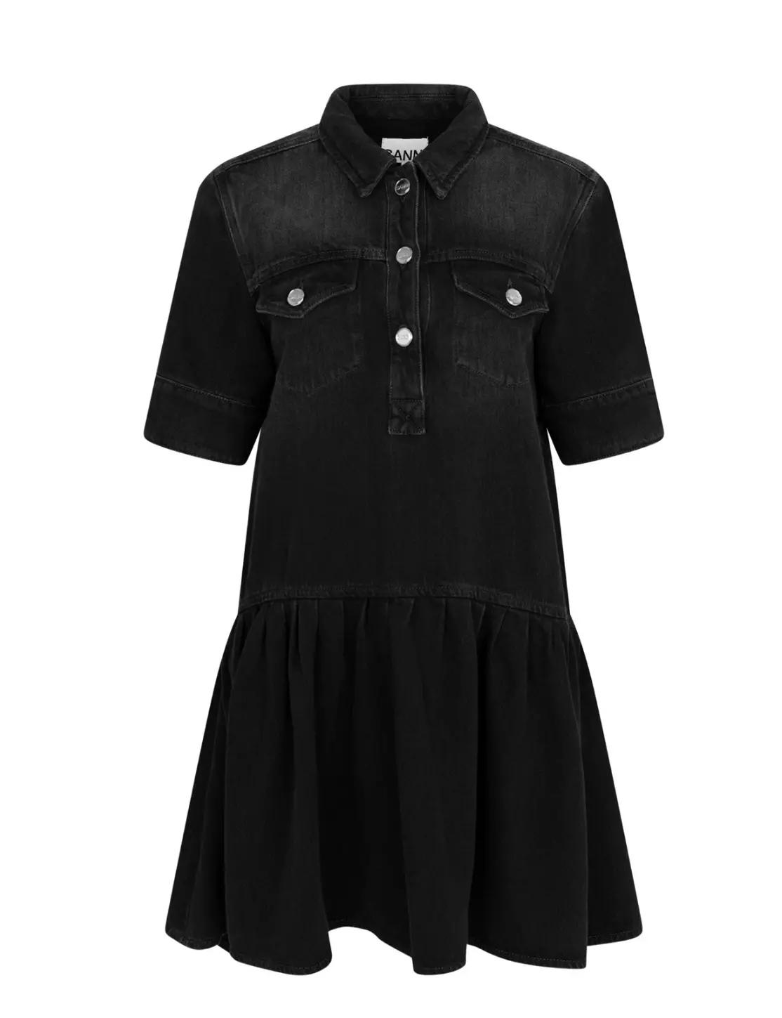 Ganni Soft rigid denim mini dress grå