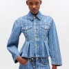 Ganni Structured denim fitted jacket blå