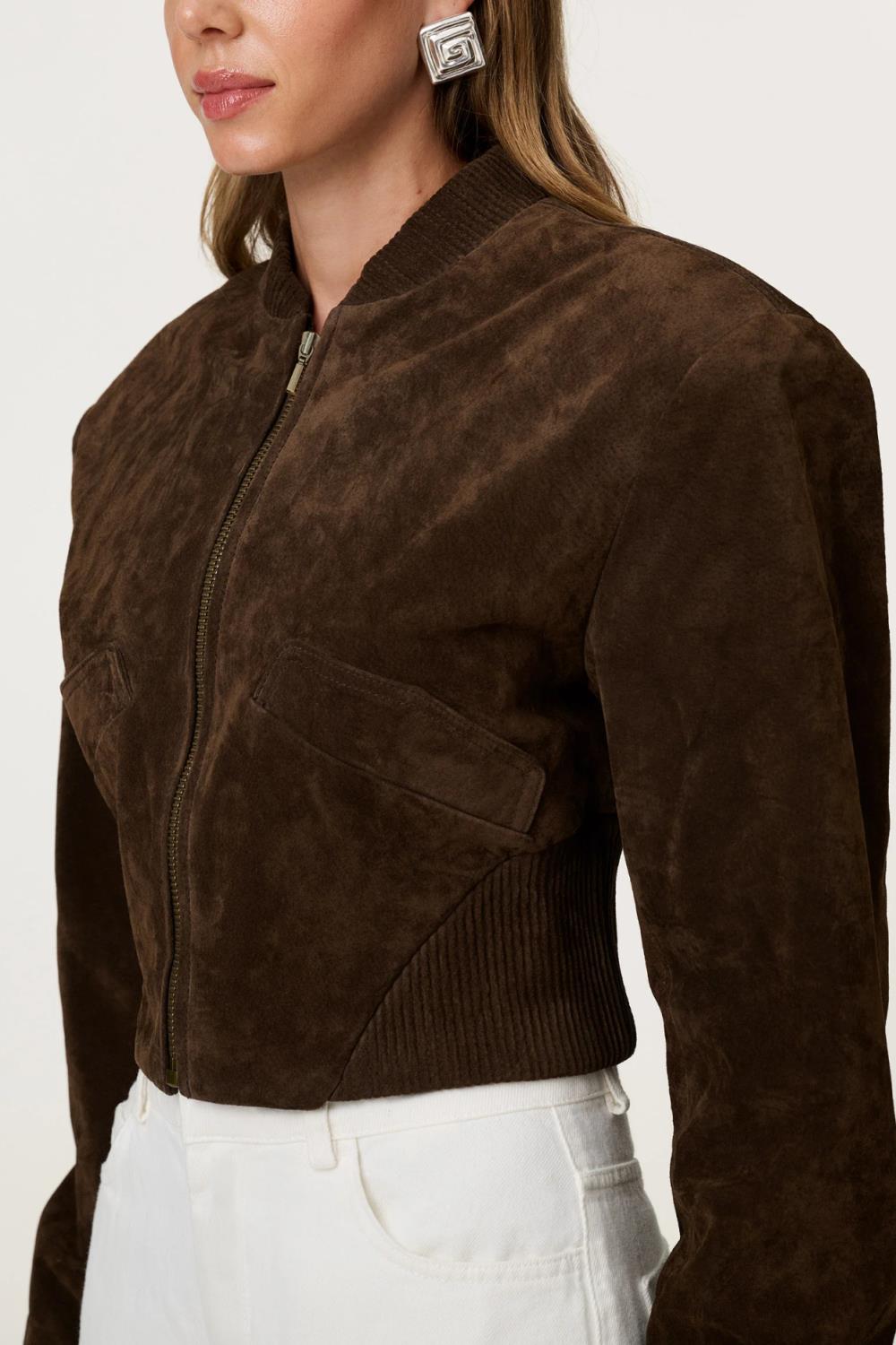 Adoore Brixen cropped jacket brun