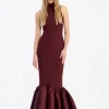 Rotate Fitted Maxi Dress Burgunder