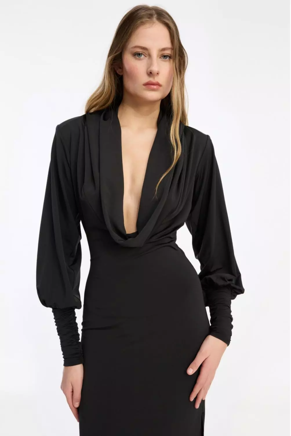 Rotate Slinky hooded dress sort