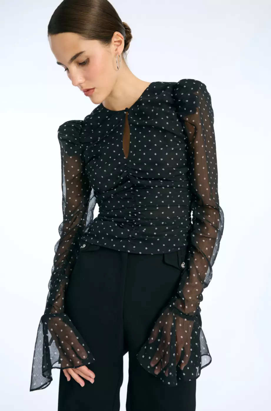 Rotate Chiffon ruched ls top sort