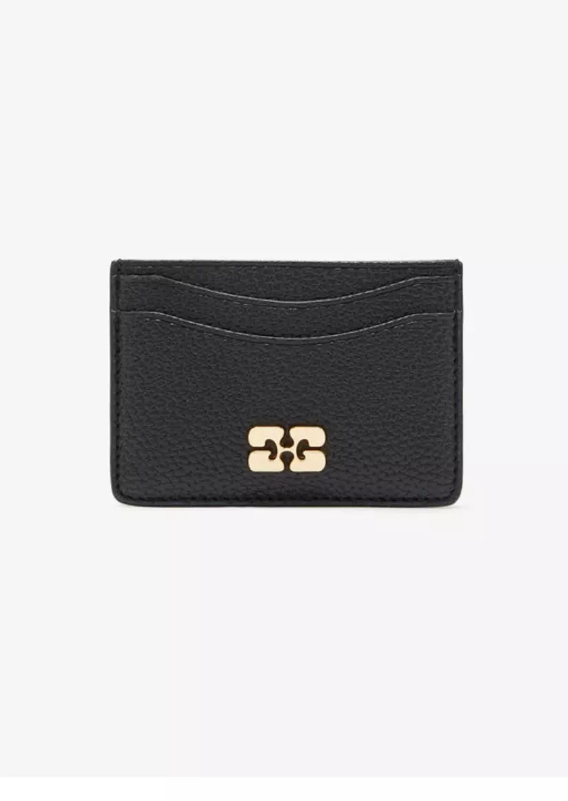 Ganni bou kortholder sort m/gull