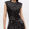 Ganni printed double satin topp sort