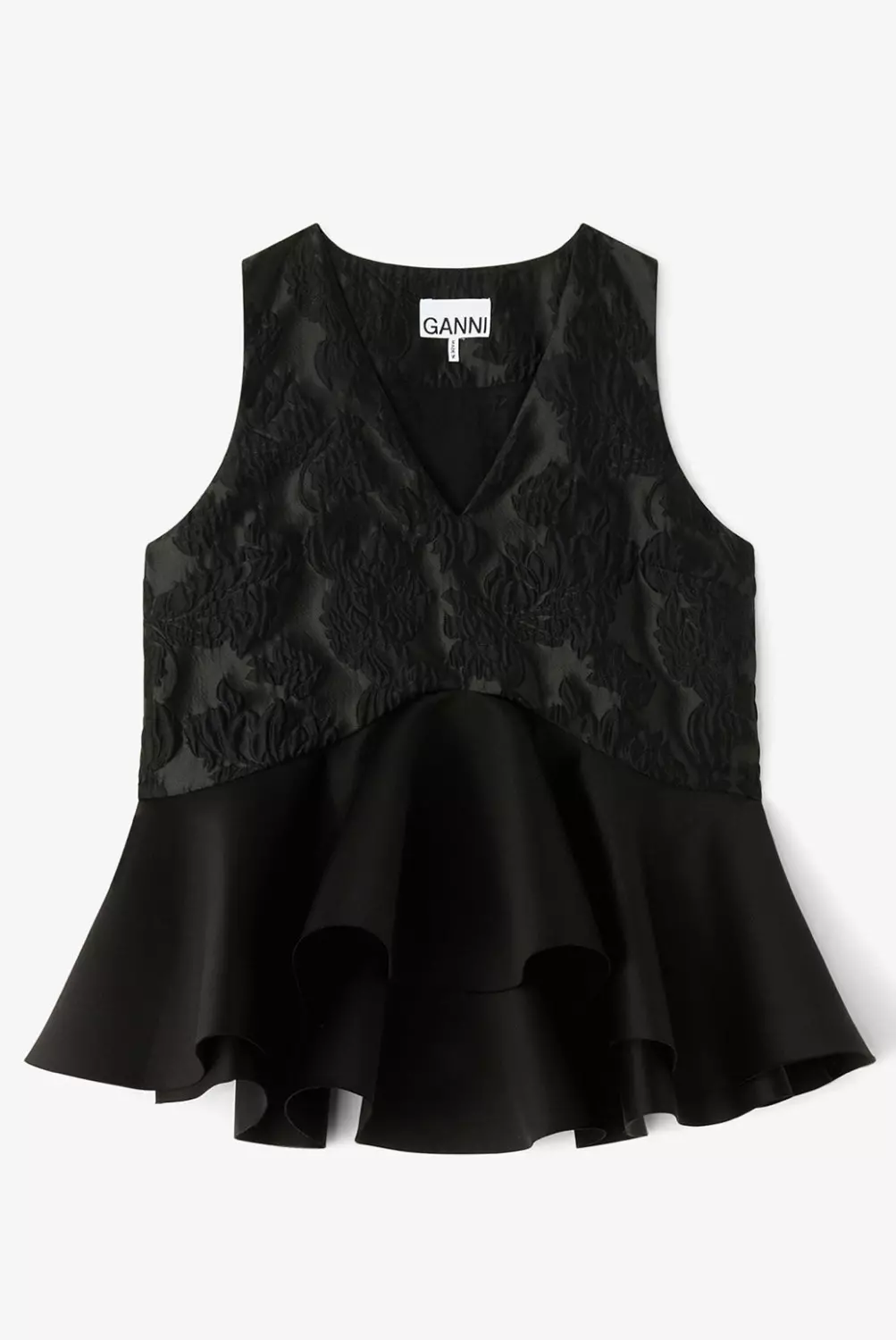 Ganni Satin cloque sleeveless blouse sort