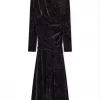 ganni Velour jersey ruched long dress sort