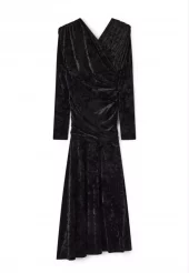 ganni Velour jersey ruched long dress sort