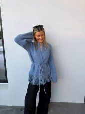 Ella & il Fidele chunky Cardigan Denim Blue