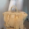 Ella & il Rikke straw bag beige og sort