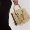 Ella & il Sigrid Straw bag beige og sort