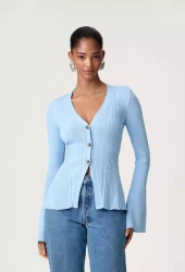 Adoore Lugo Cardigan lighy blue and dark brun