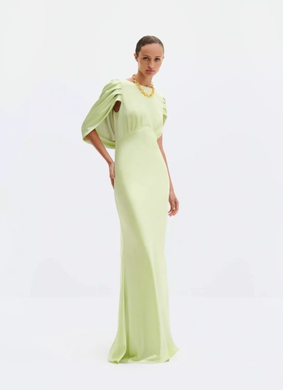 Malina Louise draped back maxi dress pistachio
