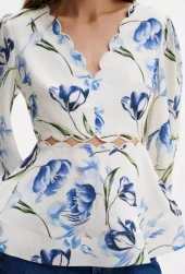 Malina Maya scalloped ballon sleeve blouse blomstrete