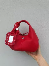 Ganni Hobo mini grained rød