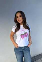 Ganni Baby fit t-shirt raspberry white