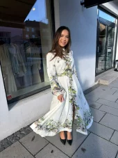 From Paris With Love blomstrete kjole midi m/grønne blomster