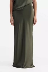 Ahlvar Hana Long Logo Skirt Olive Green
