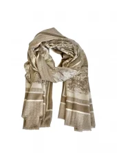 Noma cotton/viscose skjerf beige,blått, brunt og grått