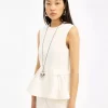 Rotate Peplum denim top off-white