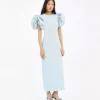 Rotate Jaquard Midi Puffy Dress Lysblå