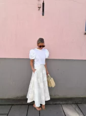 Rotate Flower Maxi Skirt Hvit