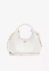 Ganni Hobo mini grained off-white m/gull