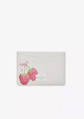 Ganni Bou card holder off-white Raspberry print