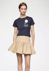 Ganni Double cotton mini skirt beige