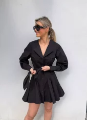 Ganni Stretch cotton mini shirt dress sort