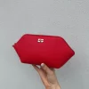 Ganni Bou make up pouch grained rød
