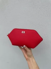 Ganni Bou make up pouch grained rød