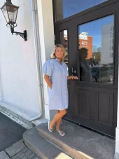 Gant seersucker puff sleeve dress