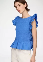 Ganni stretch cotton topp blå