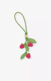 Ganni Raspberry flower bag charm