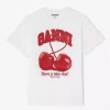 Ganni Basic cotton jersey cherry with caviar white