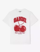 Ganni Basic cotton jersey cherry with caviar white