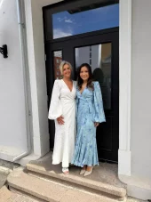 Adoore Portofino maxi dress hvit og pale blue